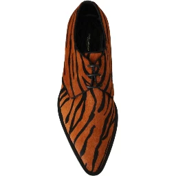 Orange Pony Hair Formal Dress Broque Shoes