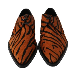 Orange Pony Hair Formal Dress Broque Shoes