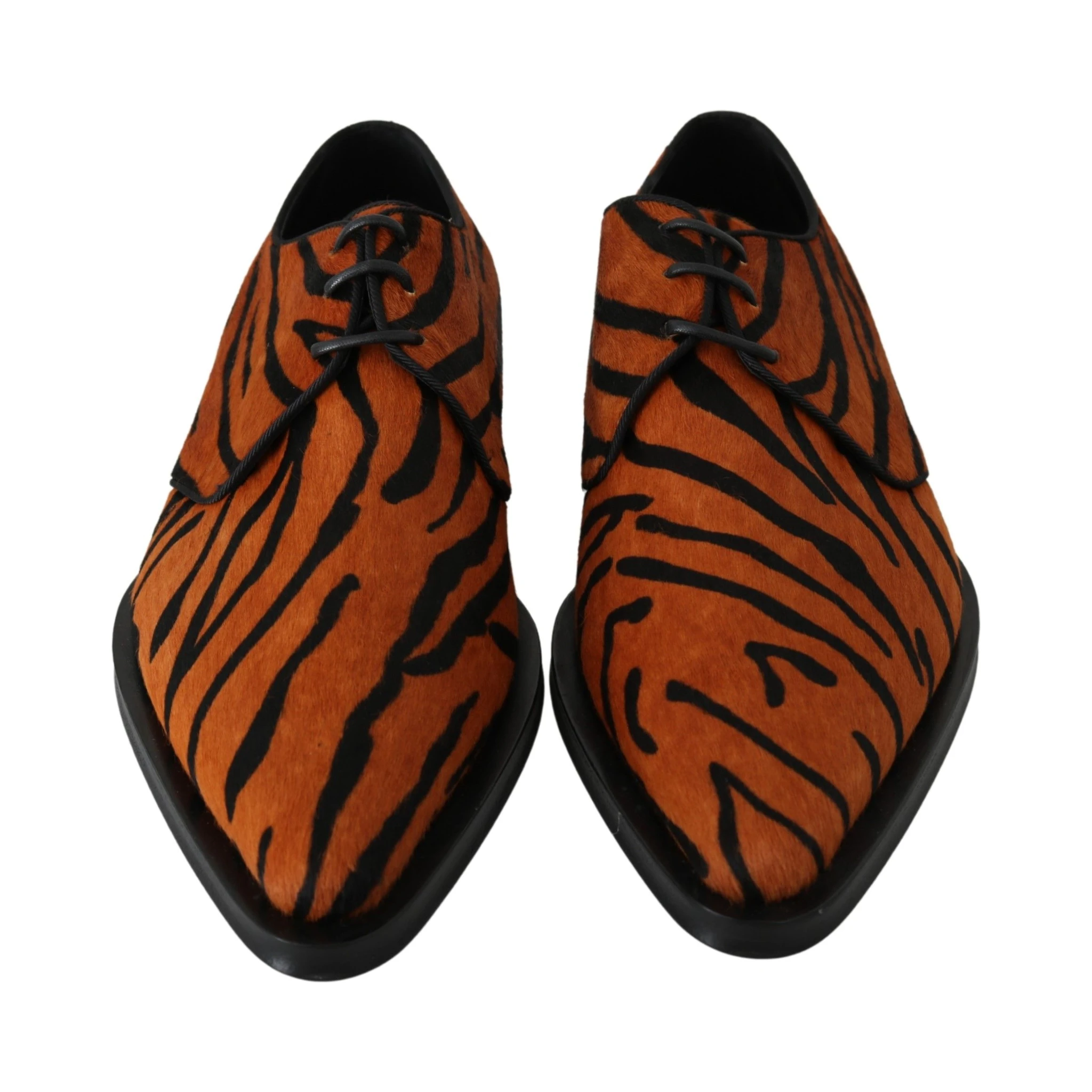 Orange Pony Hair Formal Dress Broque Shoes