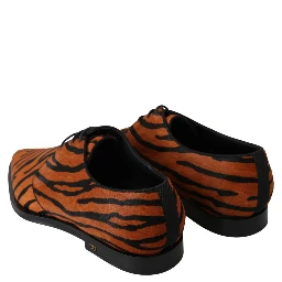 Orange Pony Hair Formal Dress Broque Shoes