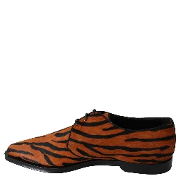 Orange Pony Hair Formal Dress Broque Shoes
