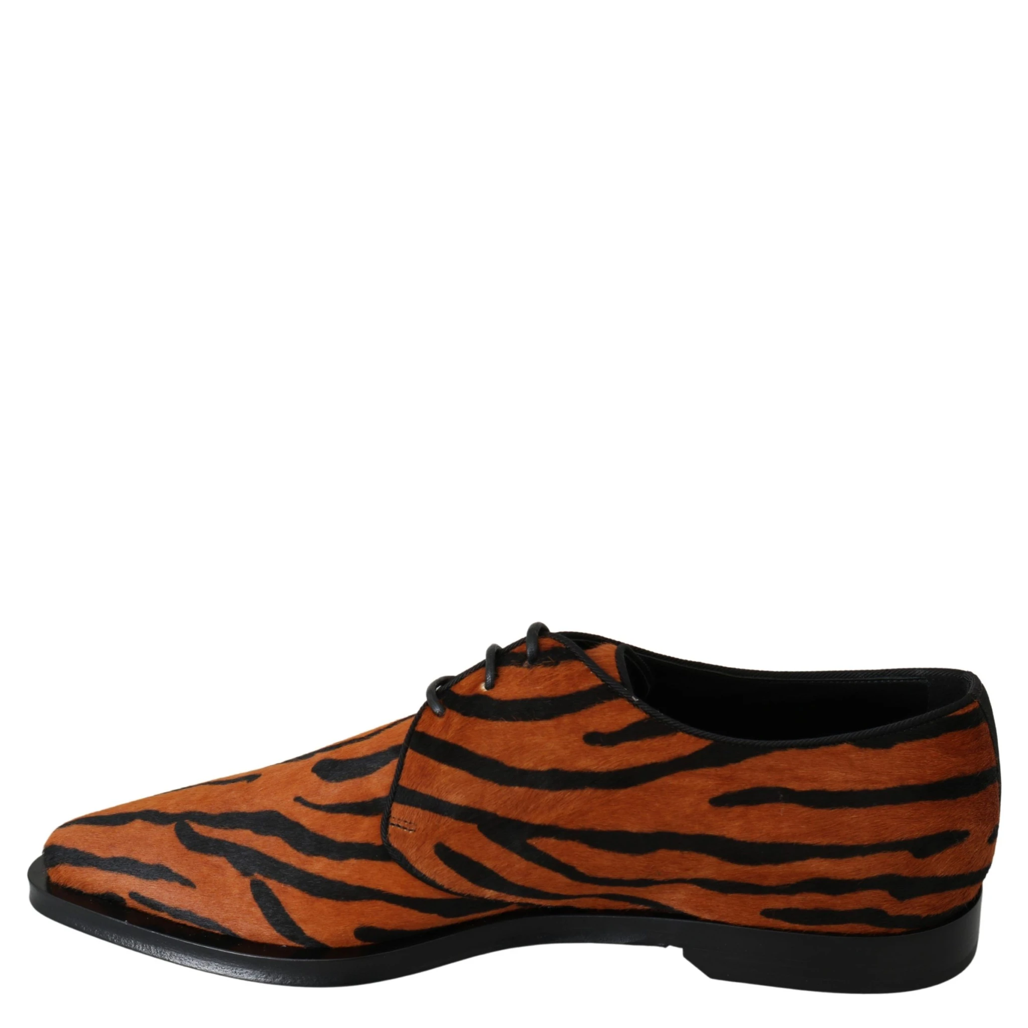 Orange Pony Hair Formal Dress Broque Shoes