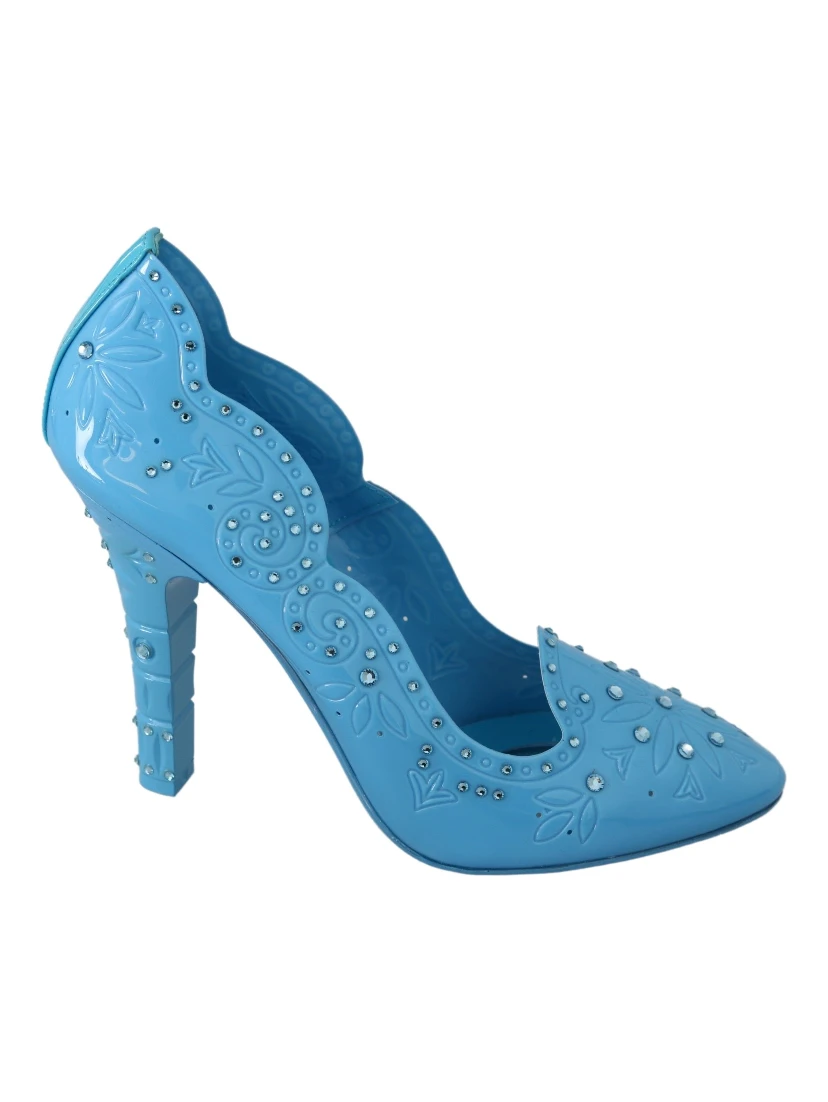 Blue Crystal Floral CINDERELLA Heels Shoes