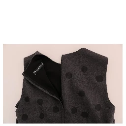 Gray Polka Dotted Sheath Wool Dress