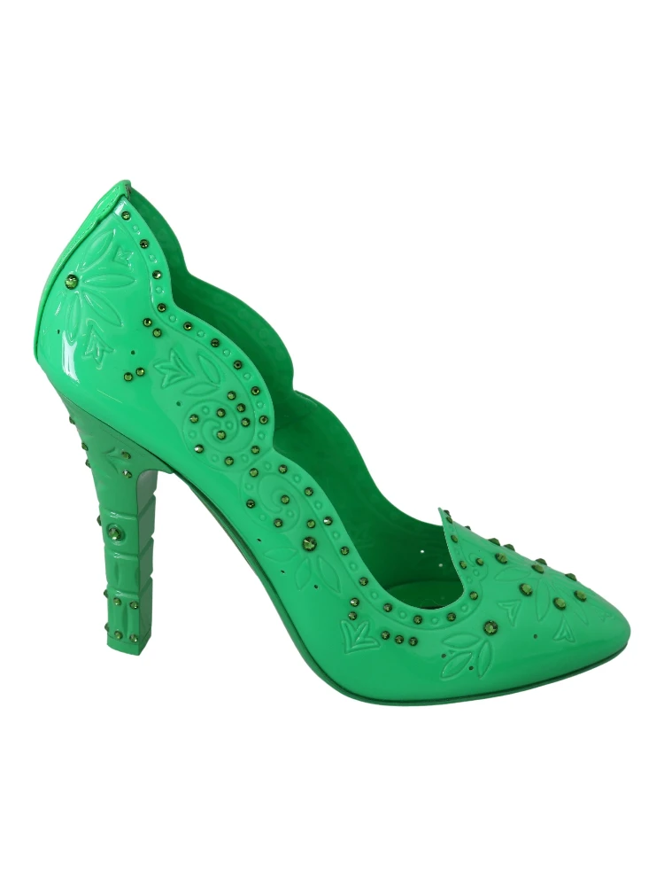 Green Crystal Floral Heels CINDERELLA Shoes