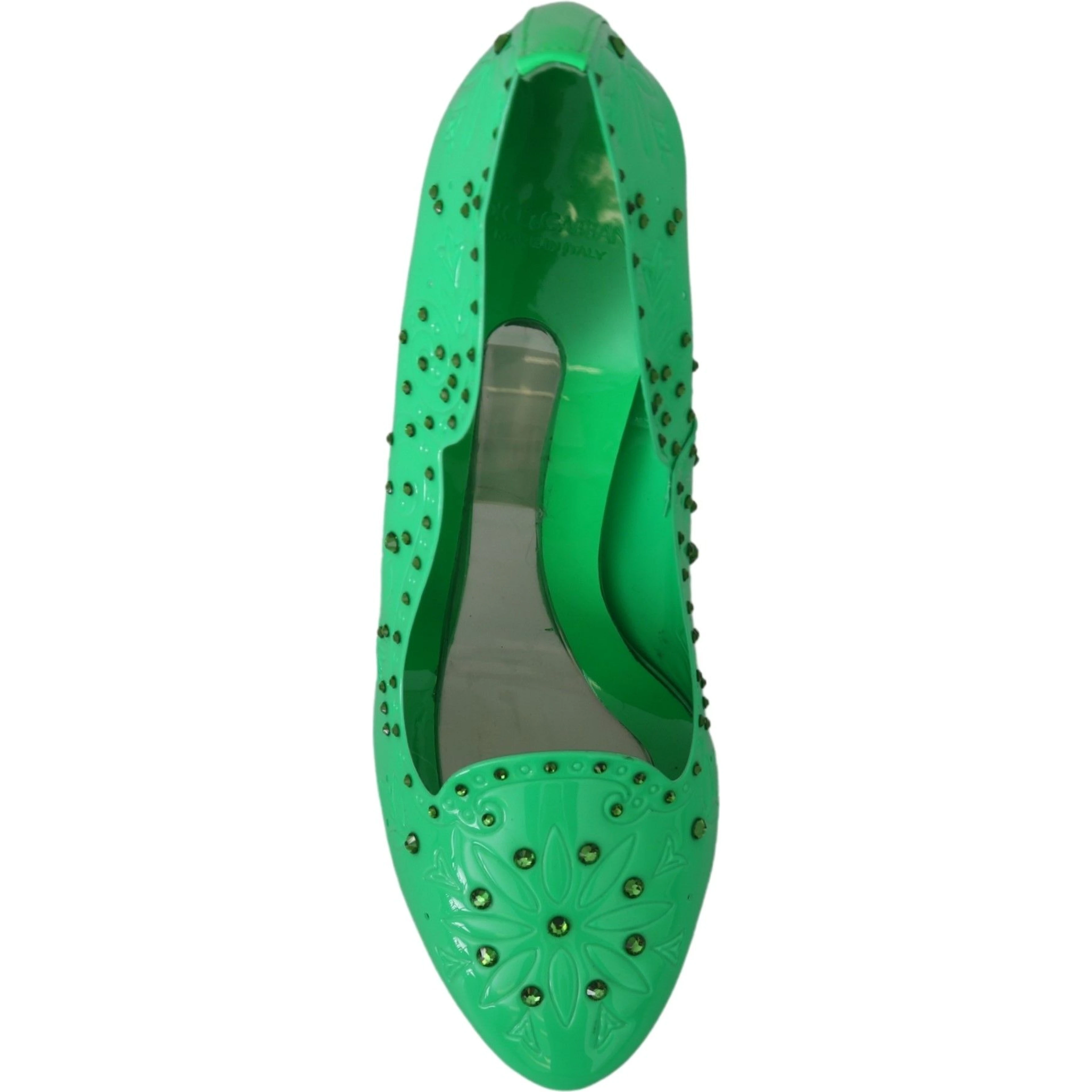 Green Crystal Floral Heels CINDERELLA Shoes