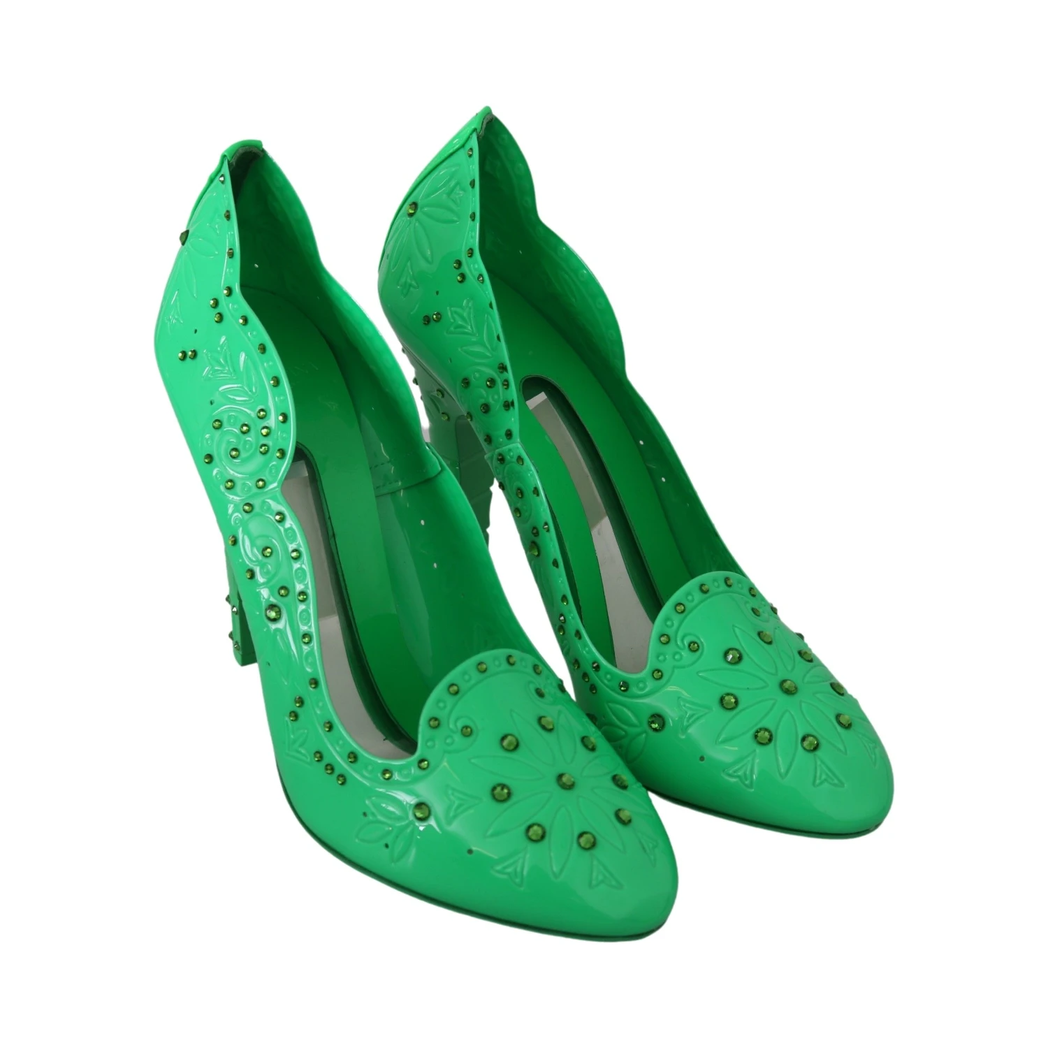 Green Crystal Floral Heels CINDERELLA Shoes