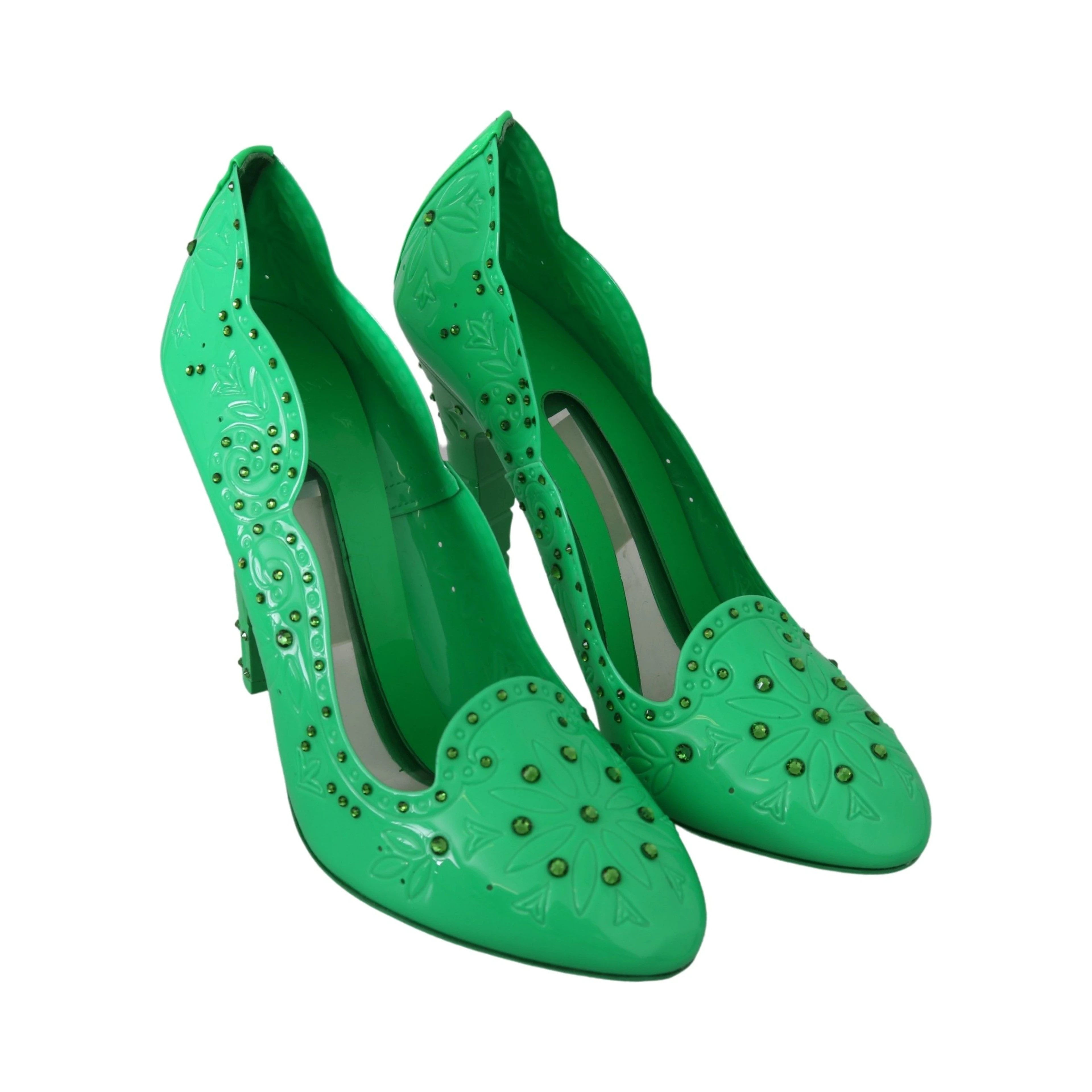 Green Crystal Floral Heels CINDERELLA Shoes
