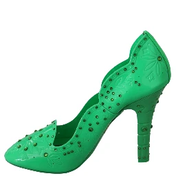Green Crystal Floral Heels CINDERELLA Shoes