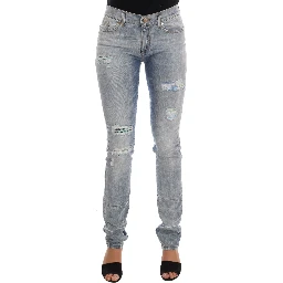 Blue Wash Torn Stretch Slim Fit Jeans