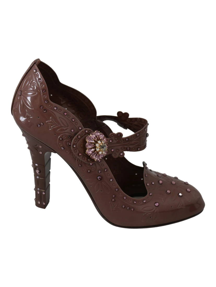 Brown Floral Crystal CINDERELLA Heels Shoes