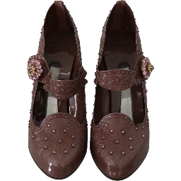 Brown Floral Crystal CINDERELLA Heels Shoes