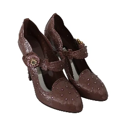 Brown Floral Crystal CINDERELLA Heels Shoes