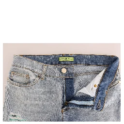 Blue Wash Torn Stretch Slim Fit Jeans