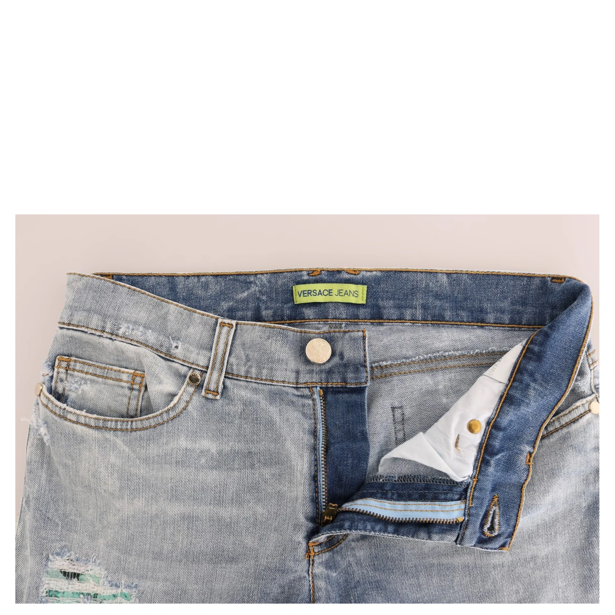 Blue Wash Torn Stretch Slim Fit Jeans