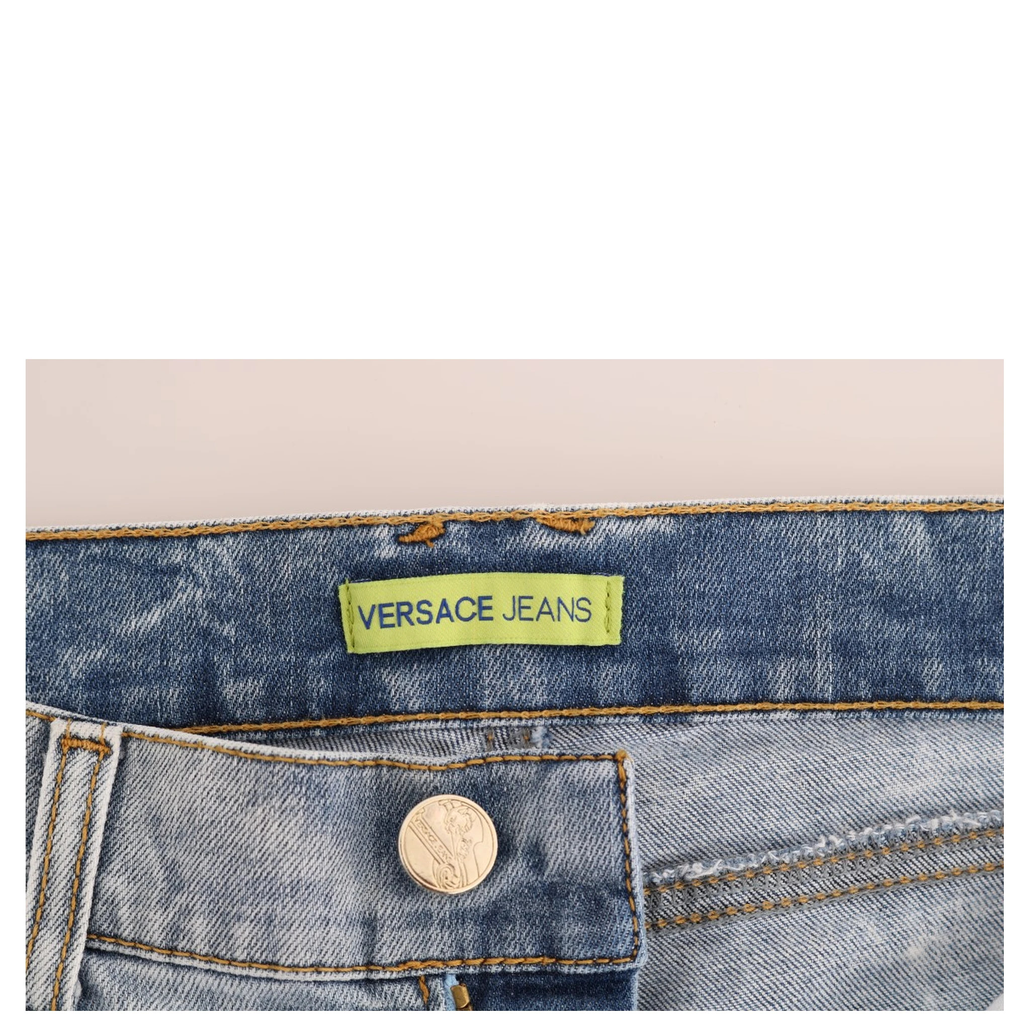 Blue Wash Torn Stretch Slim Fit Jeans