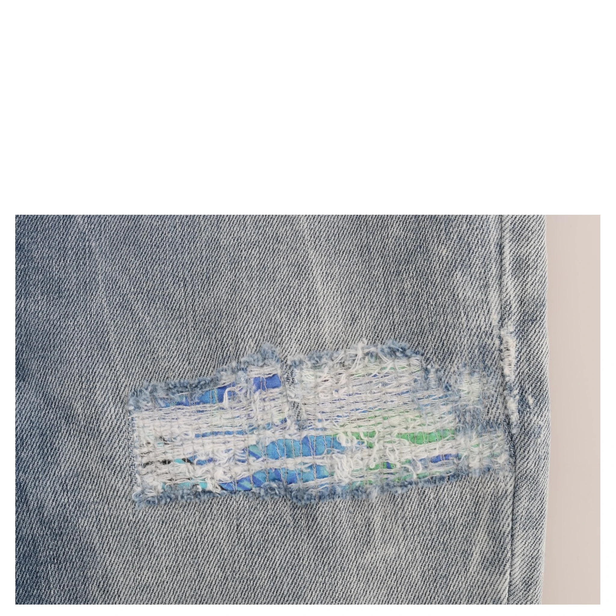 Blue Wash Torn Stretch Slim Fit Jeans