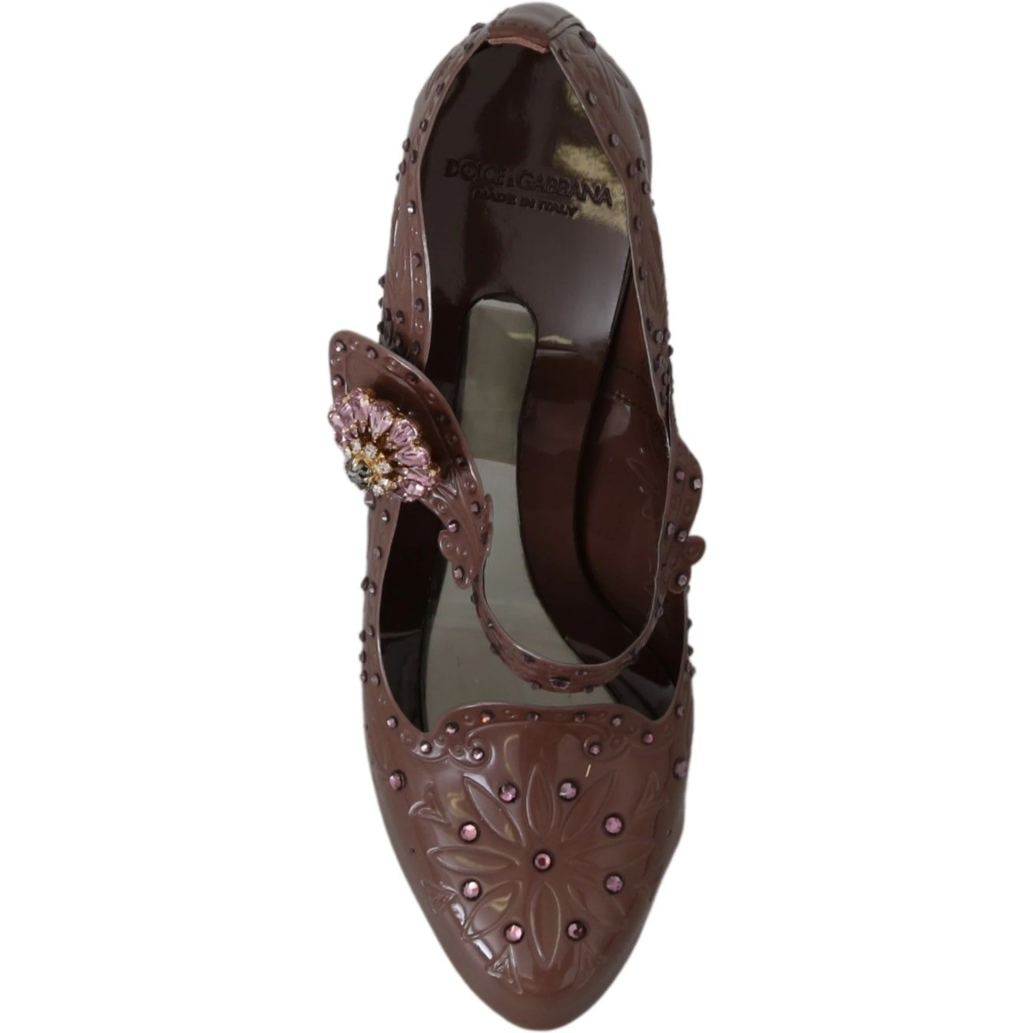 Brown Floral Crystal CINDERELLA Heels Shoes