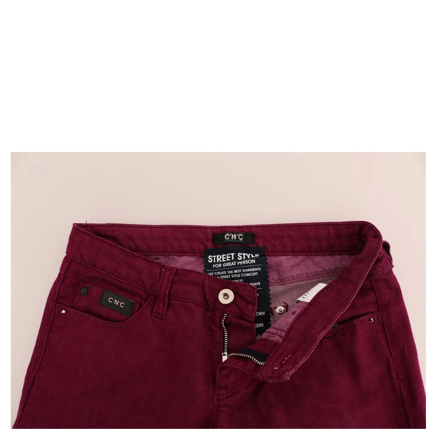 Red Wash Cotton Stretch Denim Jeans