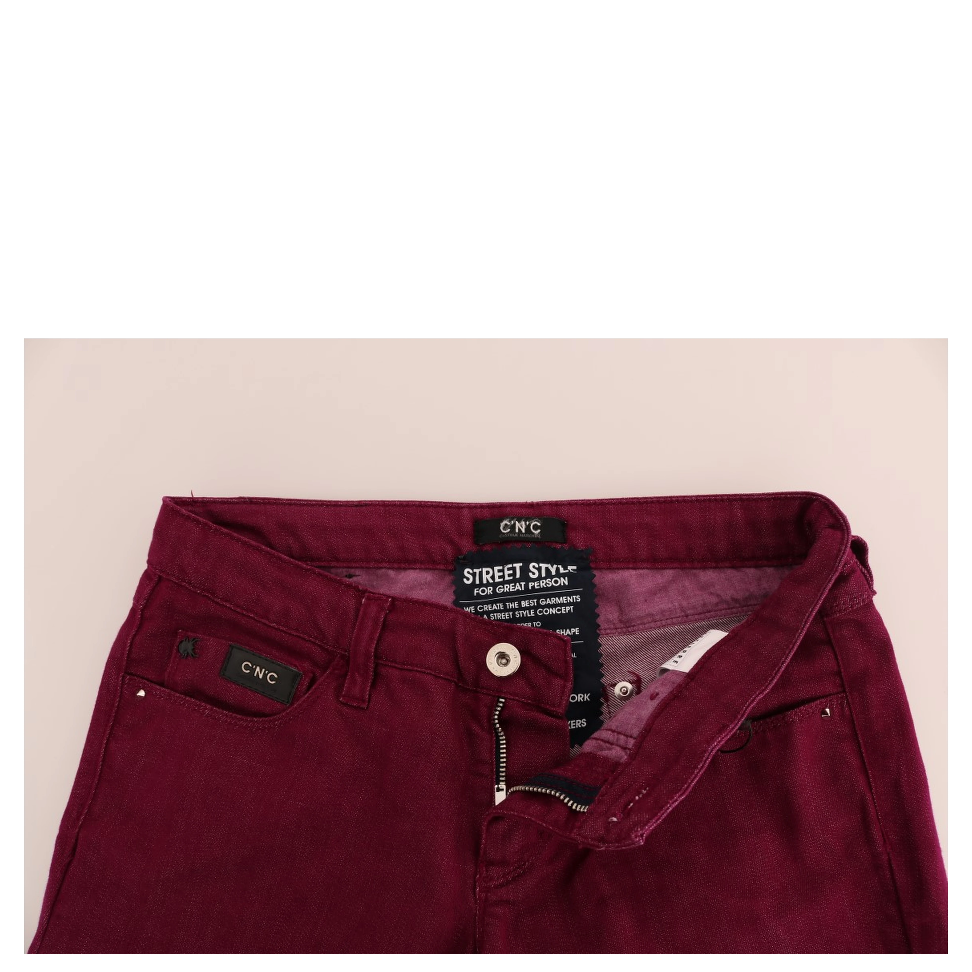 Red Wash Cotton Stretch Denim Jeans