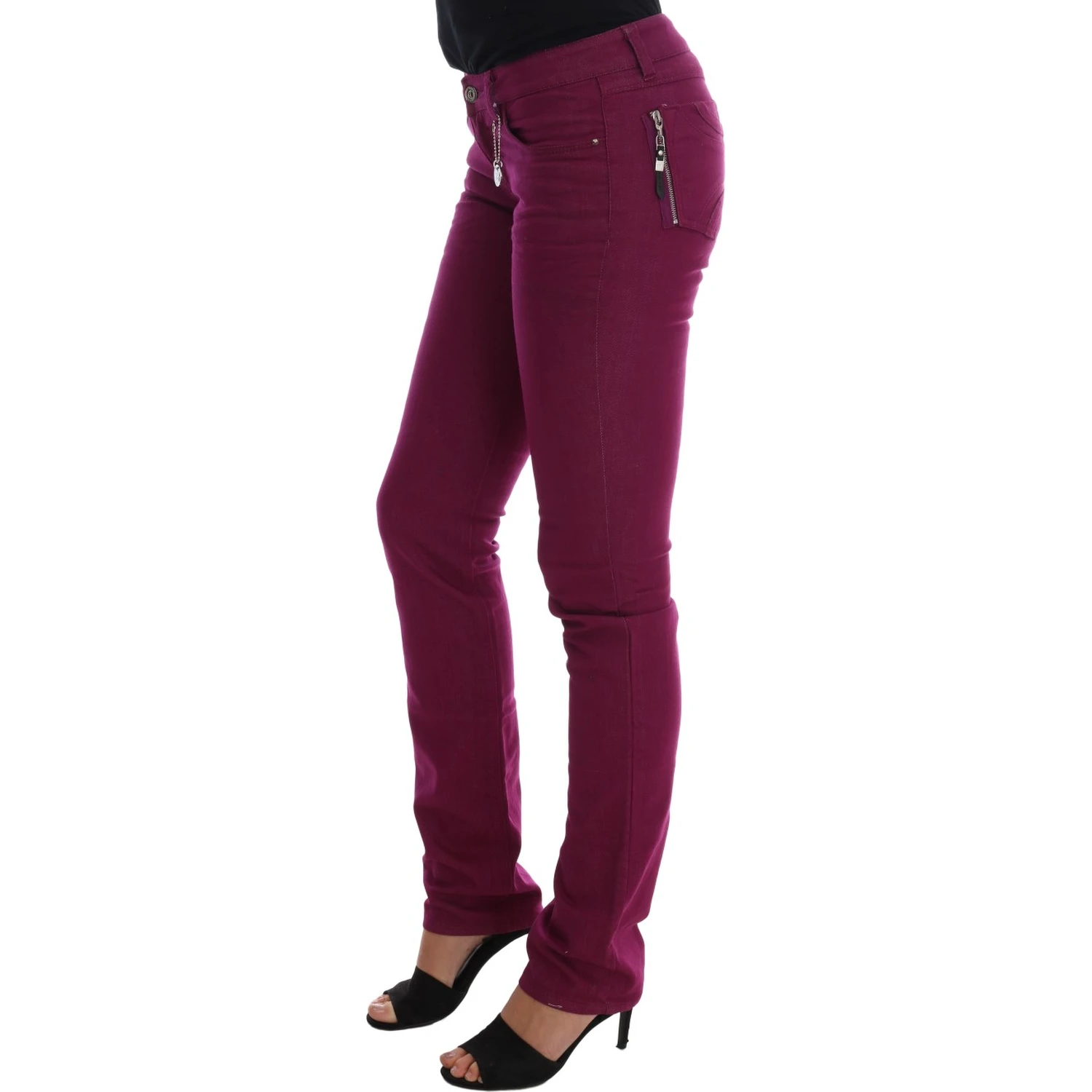 Purple Cotton Stretch Slim Denim Jeans