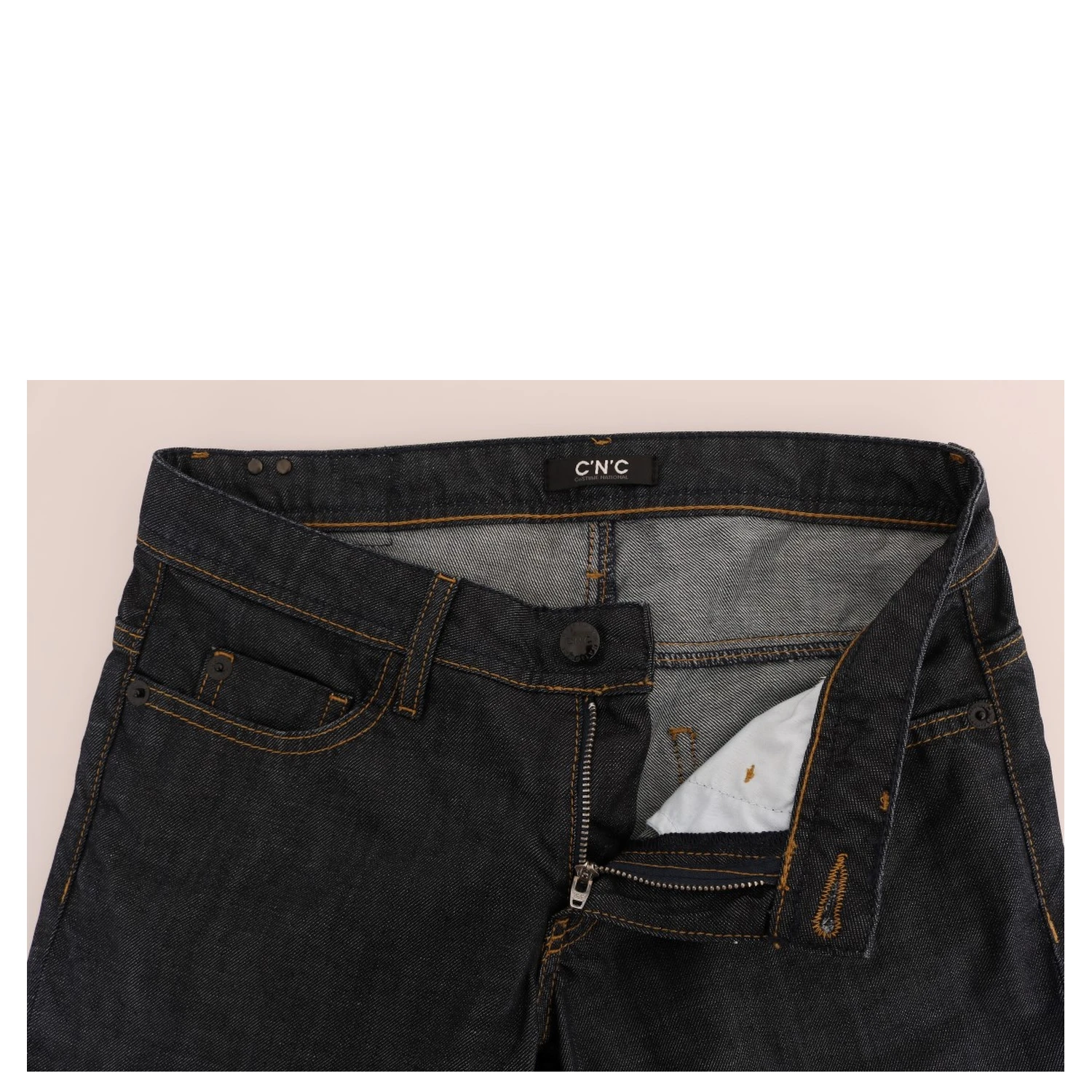 Dark Blue Cotton Classic Fit Jeans