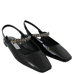 Black Patent Leather Mahdis Flat Shoes