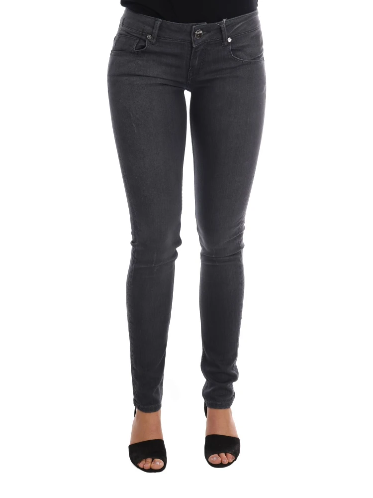 Gray Cotton Slim Fit Denim Jeans
