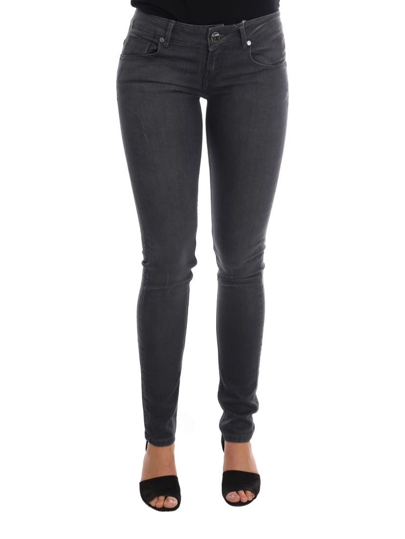 Gray Cotton Slim Fit Denim Jeans