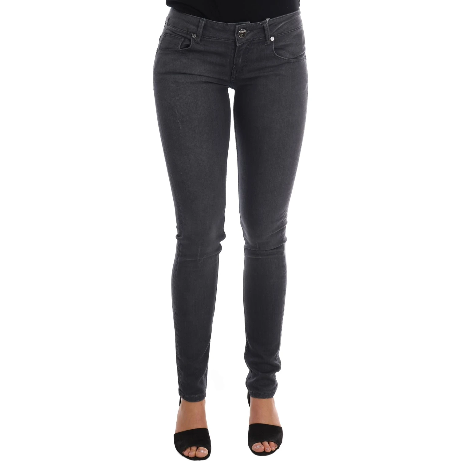 Gray Cotton Slim Fit Denim Jeans