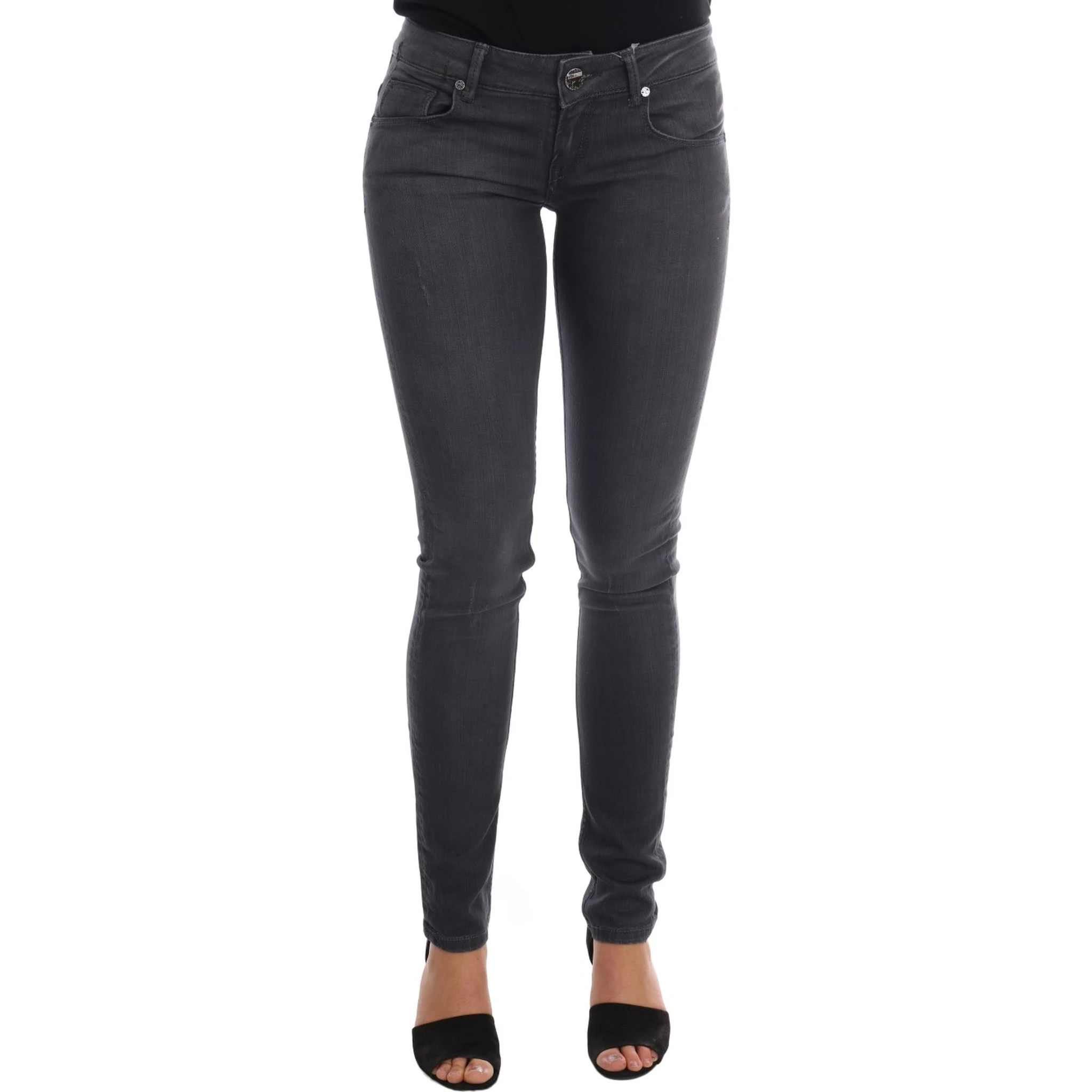 Gray Cotton Slim Fit Denim Jeans