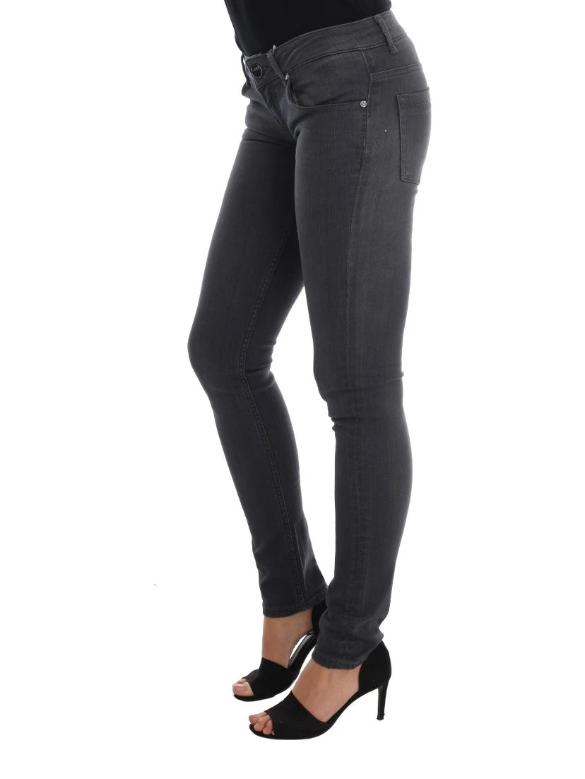 Gray Cotton Slim Fit Denim Jeans