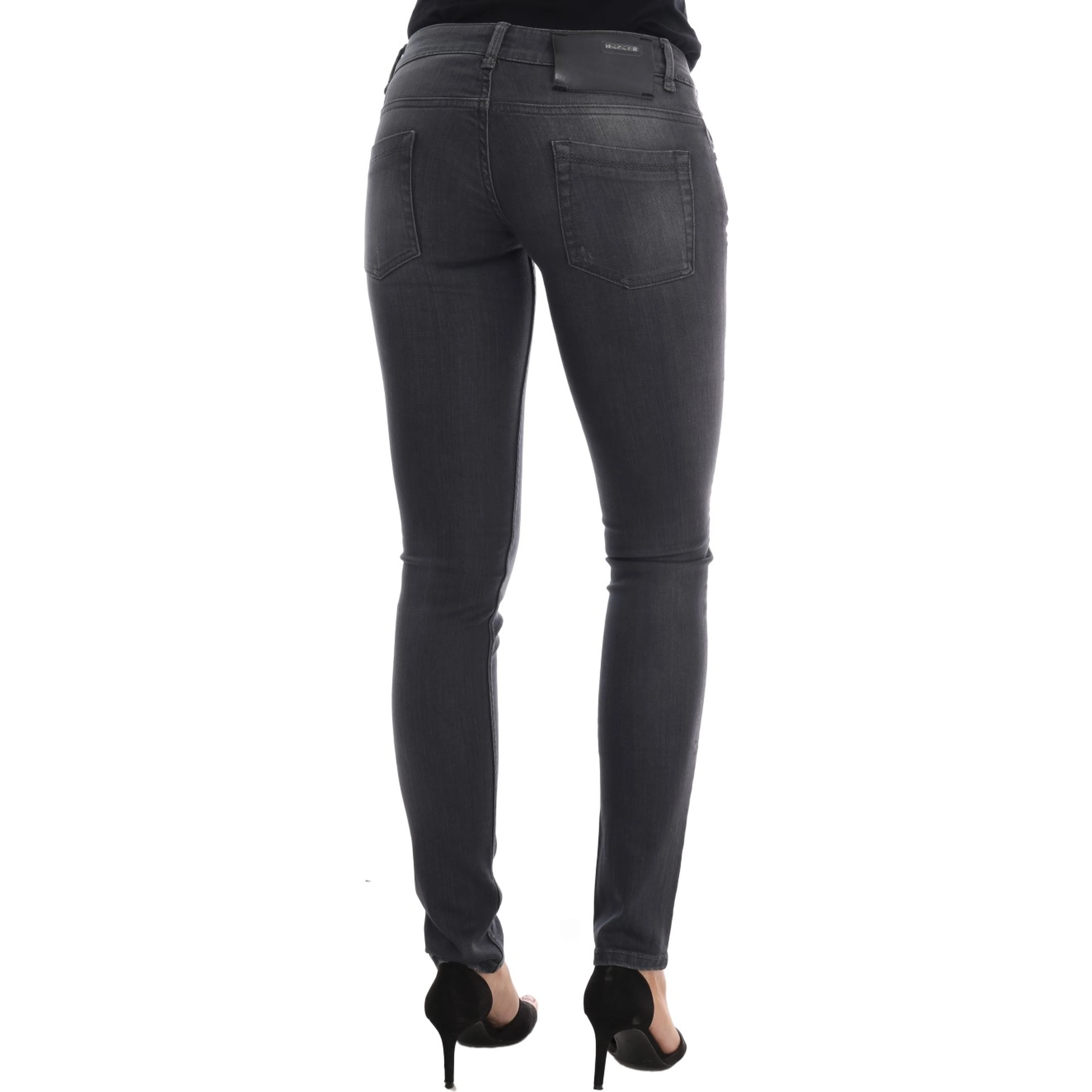 Gray Cotton Slim Fit Denim Jeans