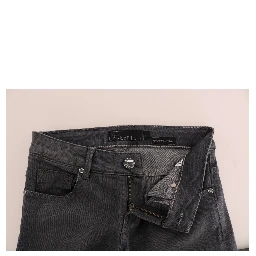 Gray Cotton Slim Fit Denim Jeans