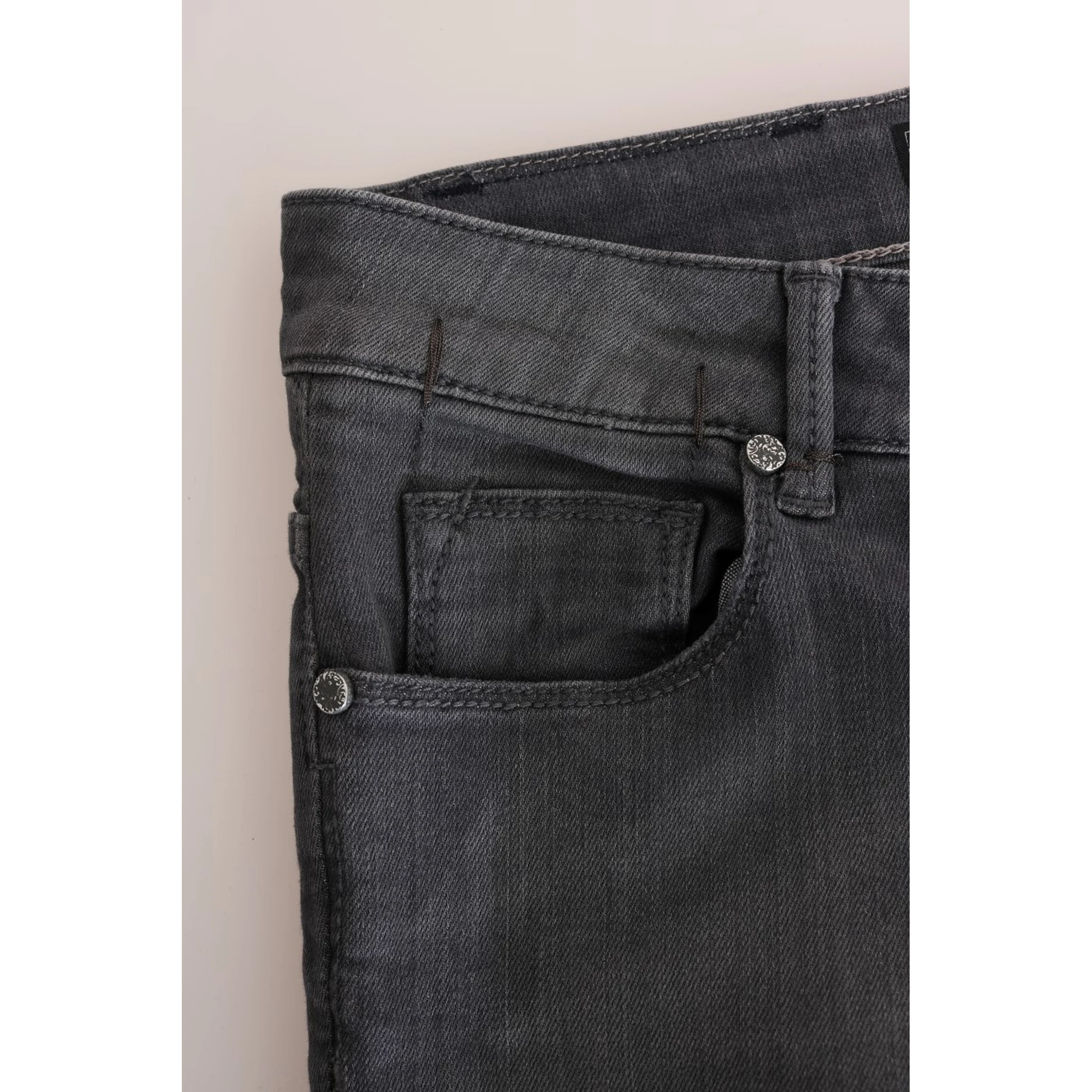 Gray Cotton Slim Fit Denim Jeans