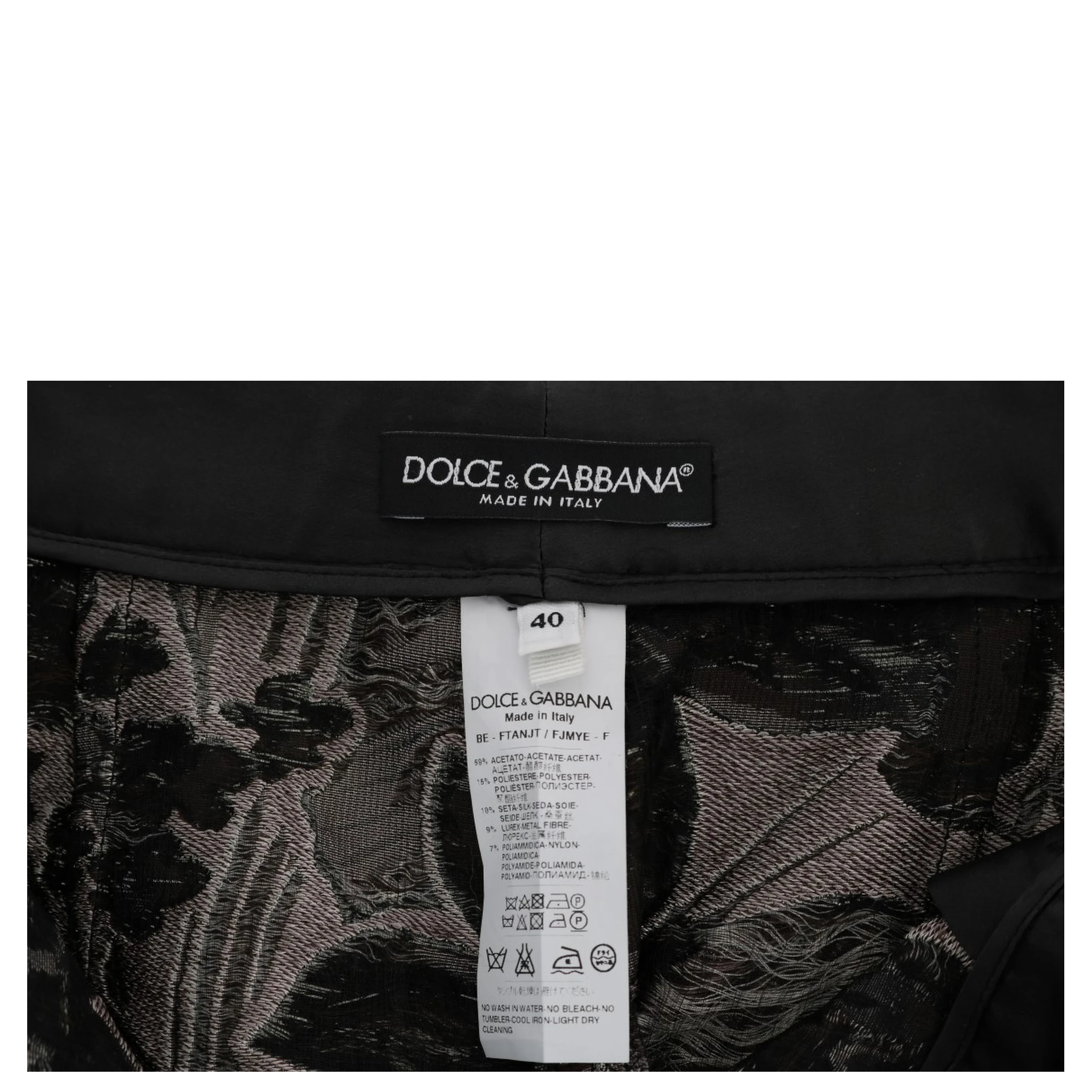 Gray Floral Brocade High Waist Shorts