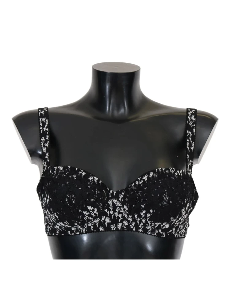 Black Silk White Lace Stretch Underwear Bra