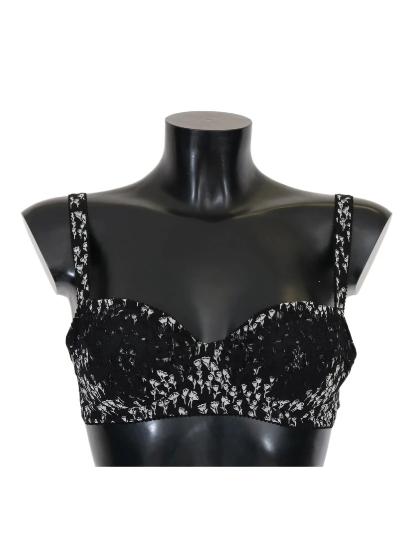 Black Silk White Lace Stretch Underwear Bra