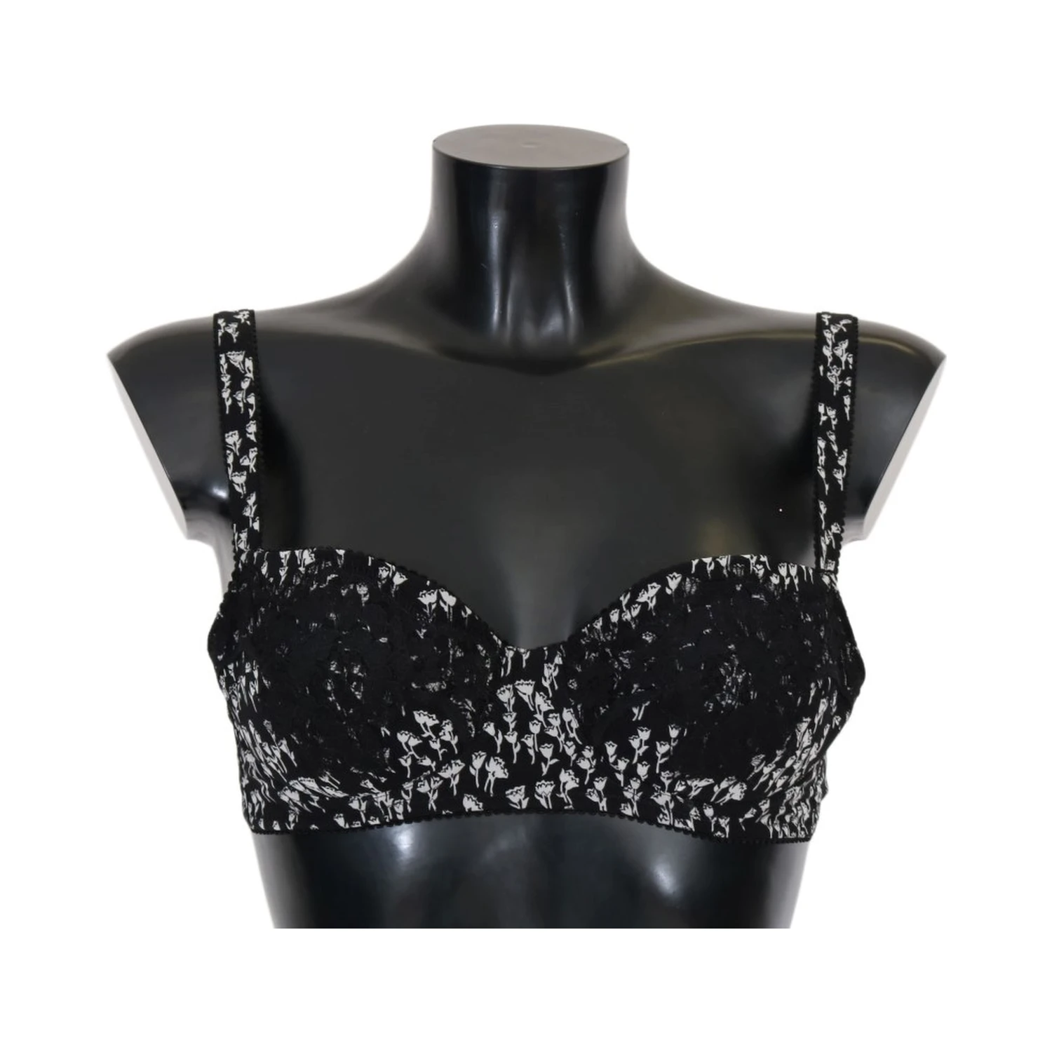 Black Silk White Lace Stretch Underwear Bra