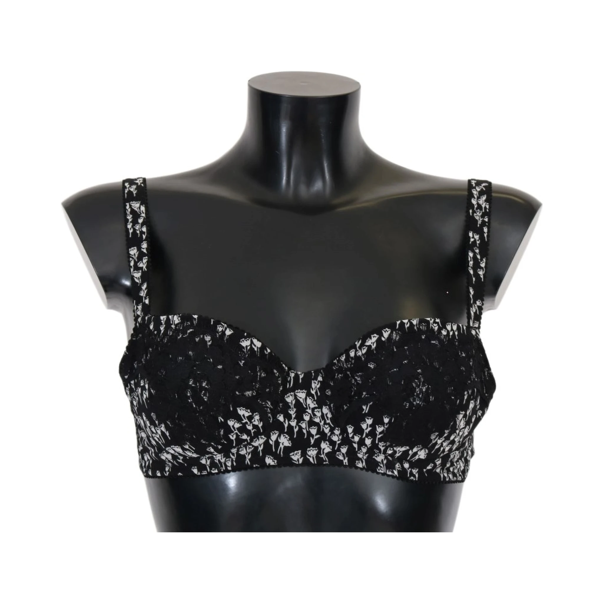 Black Silk White Lace Stretch Underwear Bra