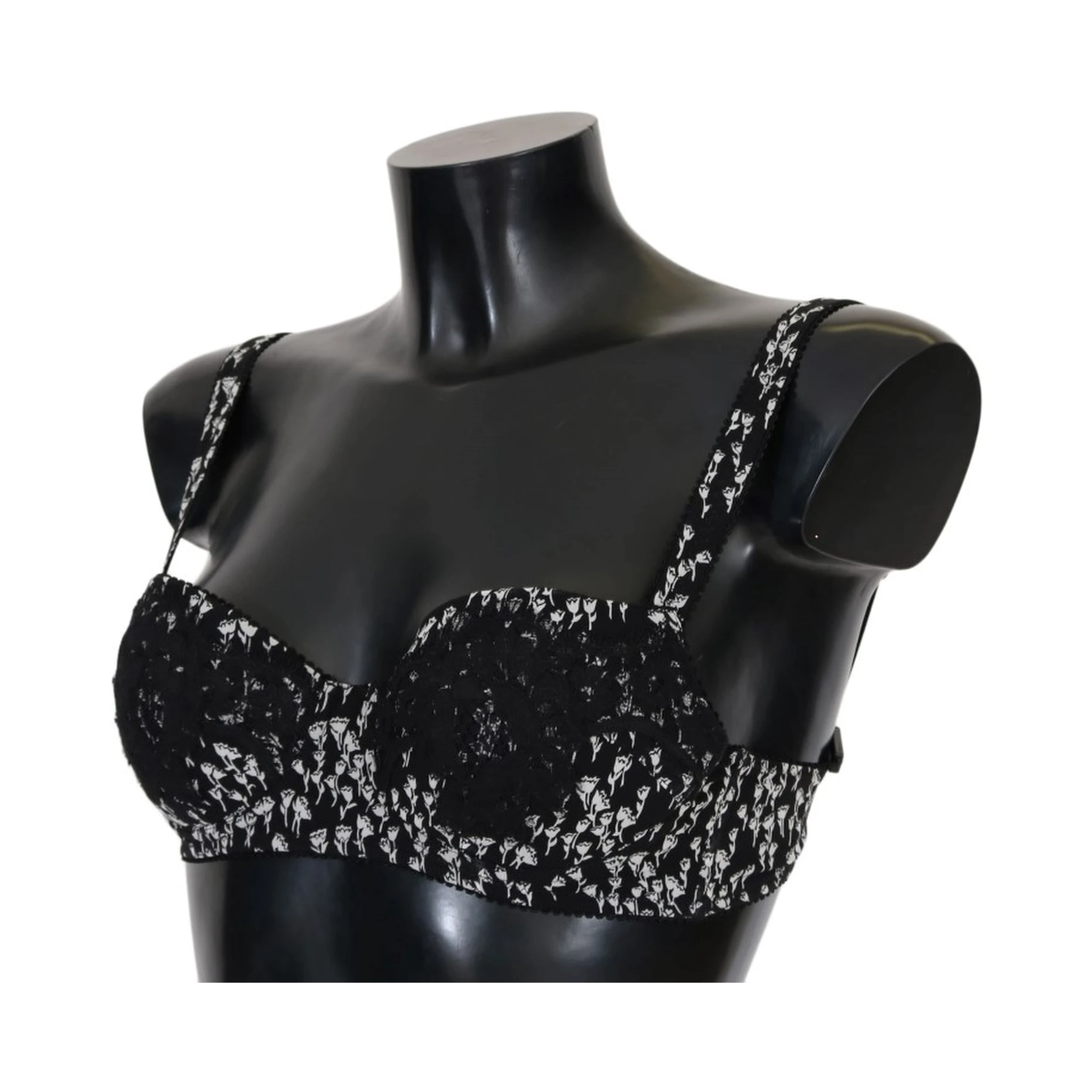 Black Silk White Lace Stretch Underwear Bra