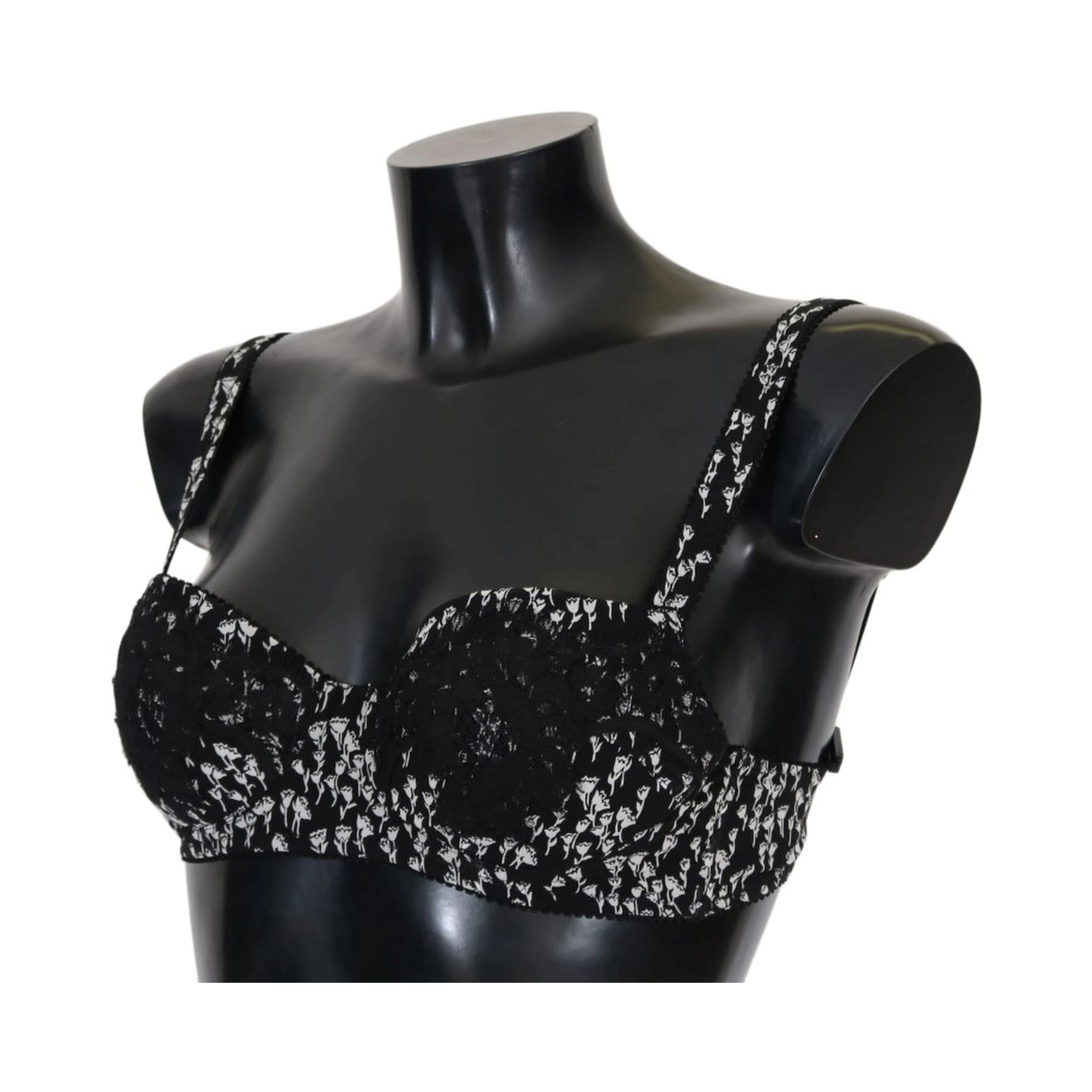 Black Silk White Lace Stretch Underwear Bra