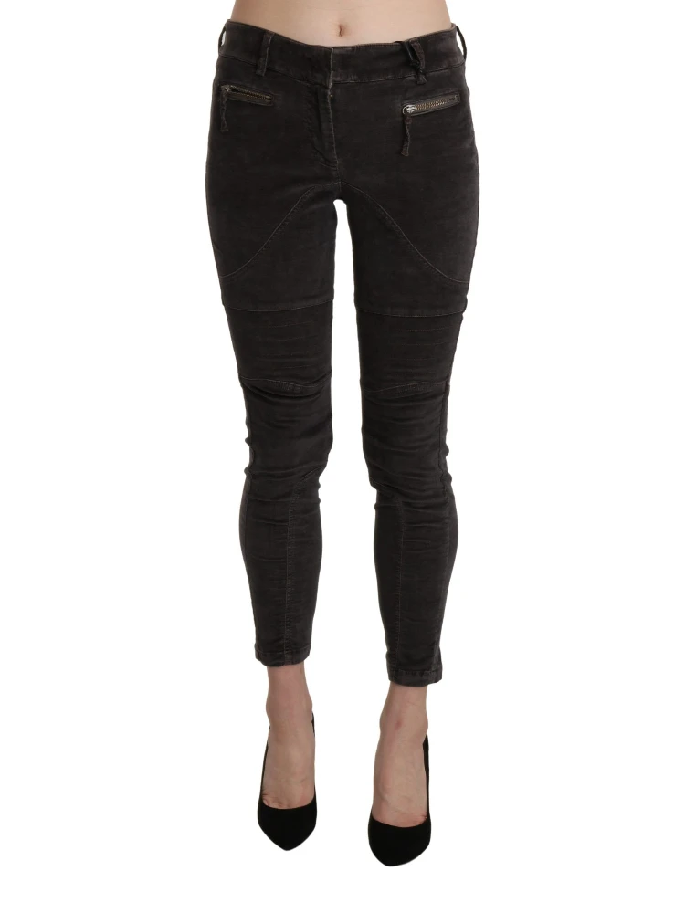 Brown Velvet Capri Cropped Cotton Pants