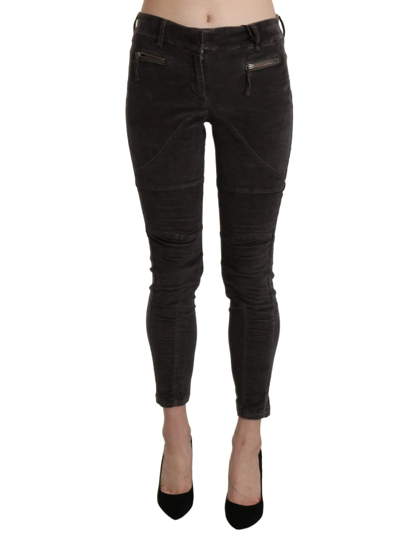 Brown Velvet Capri Cropped Cotton Pants