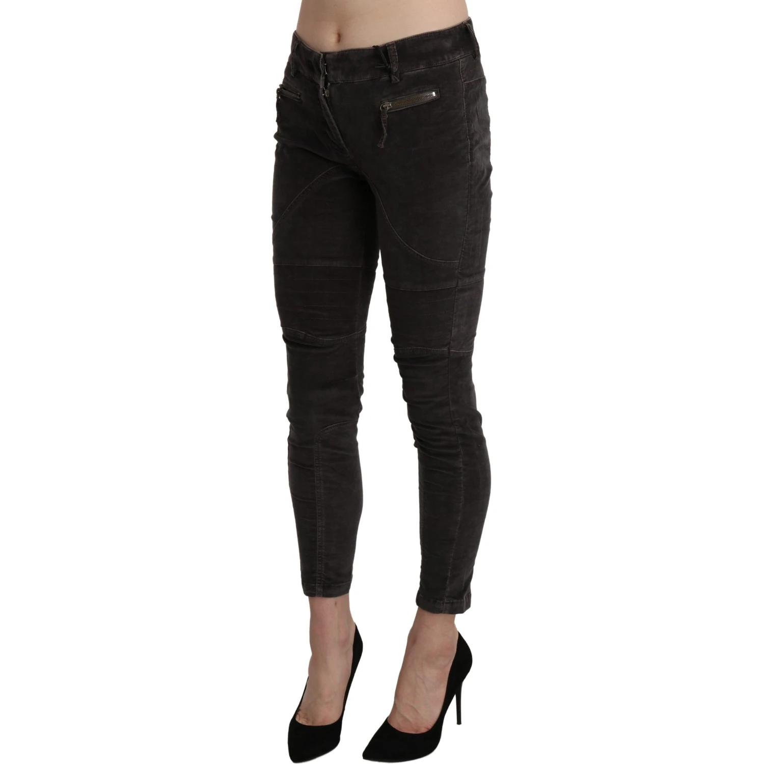 Brown Velvet Capri Cropped Cotton Pants