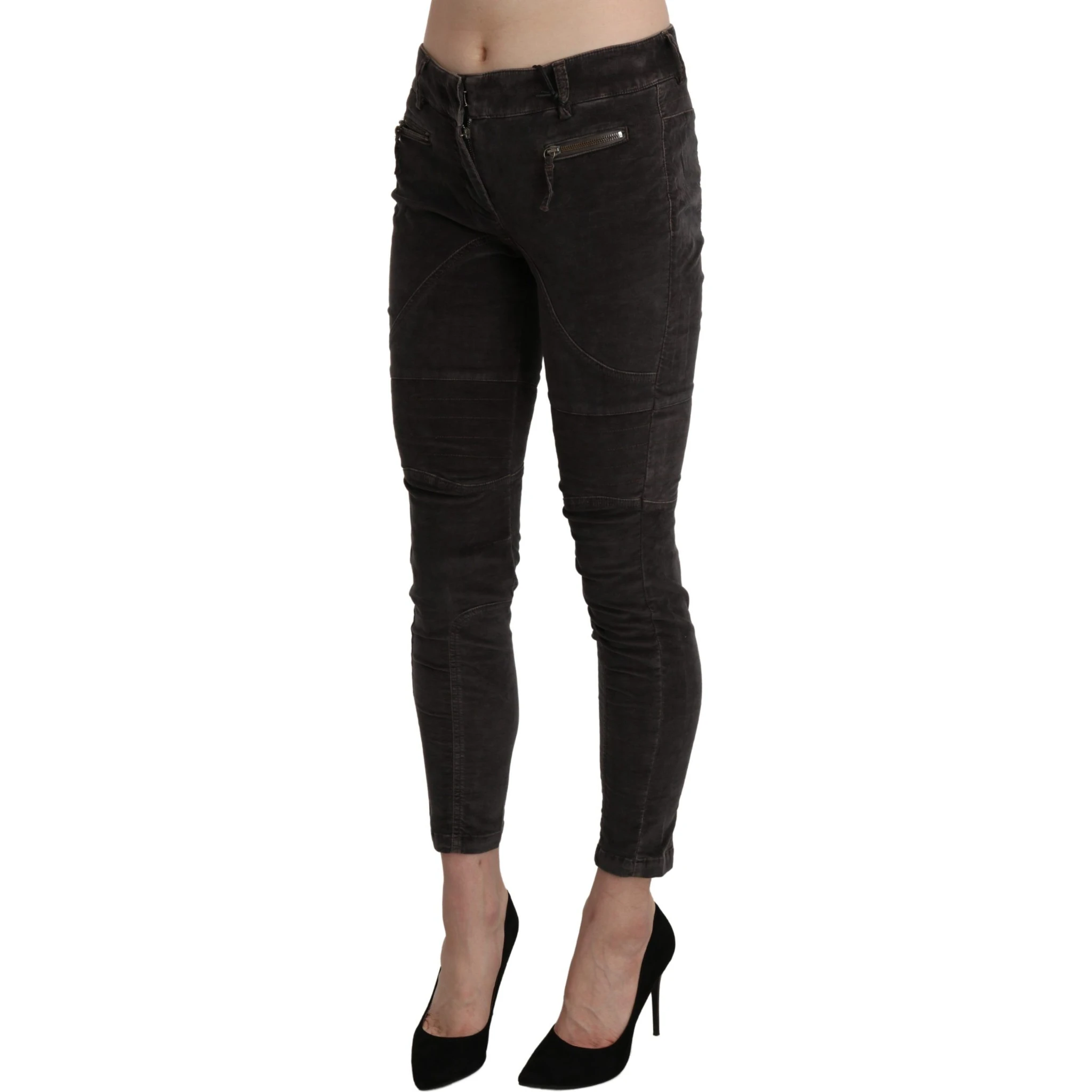 Brown Velvet Capri Cropped Cotton Pants