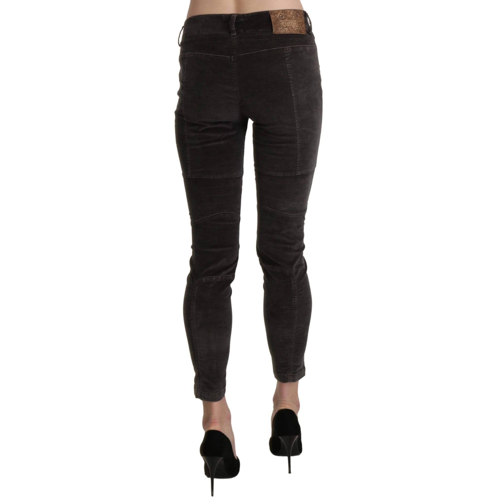 Brown Velvet Capri Cropped Cotton Pants