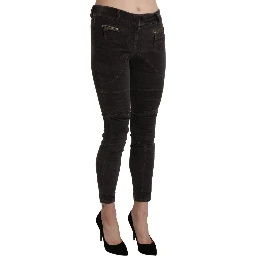 Brown Velvet Capri Cropped Cotton Pants