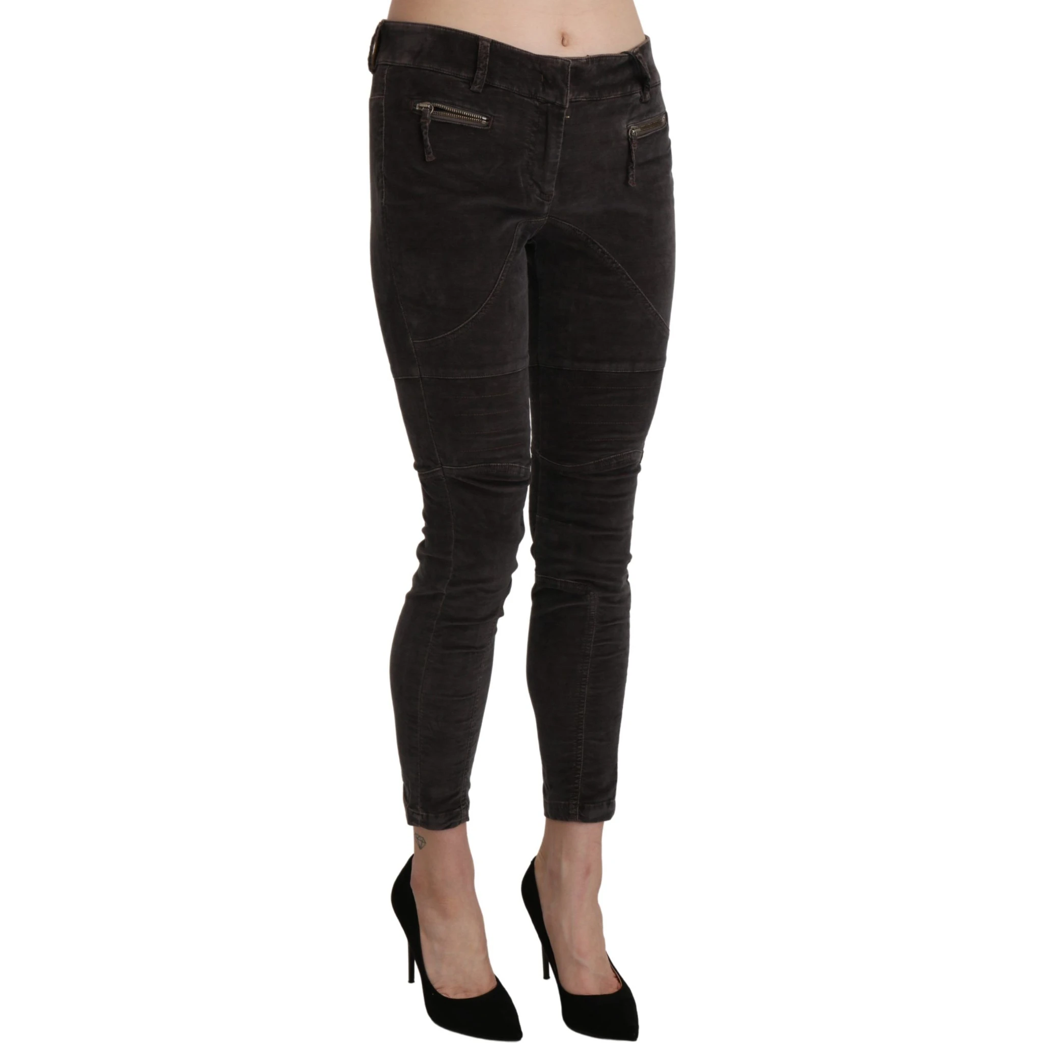 Brown Velvet Capri Cropped Cotton Pants