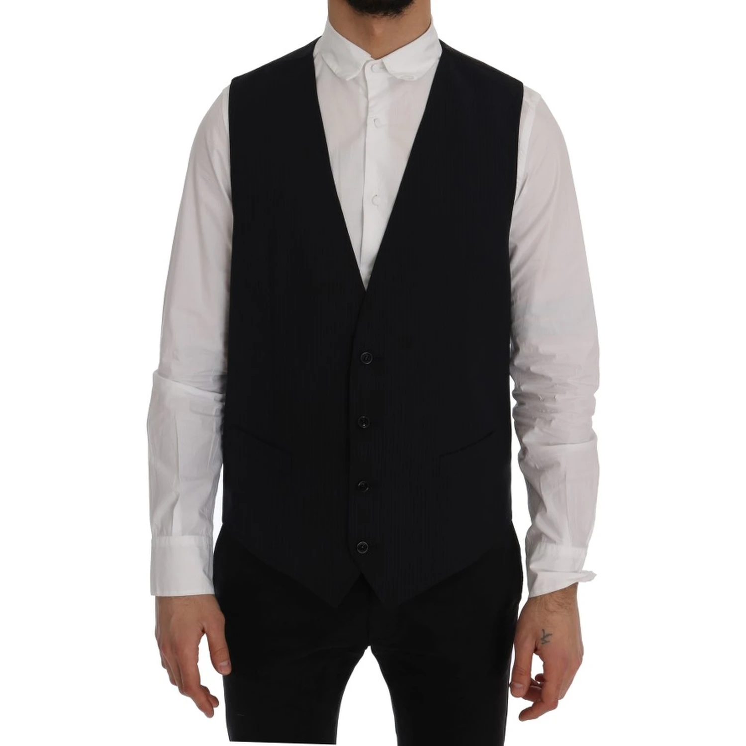 Black STAFF Wool Striped Vest